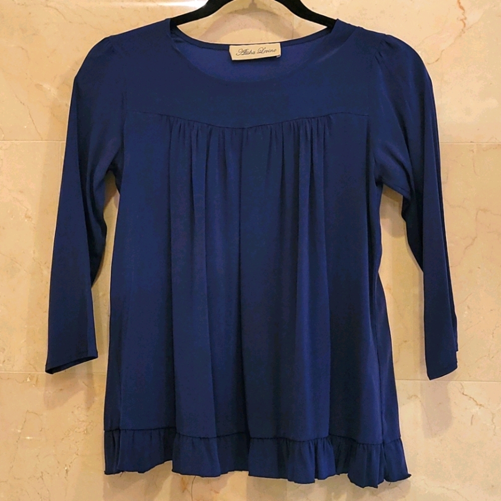 WOMEN'S ALISHA LEVINE RUFFLE OPEN BACK SILK BLOUSE